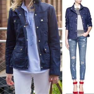J. Crew Navy Blue Boyfriend Relaxed Resin Cotton Twill Field Jacket - S